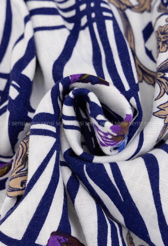 شلوار بگ طرح دار لینن کد1005316